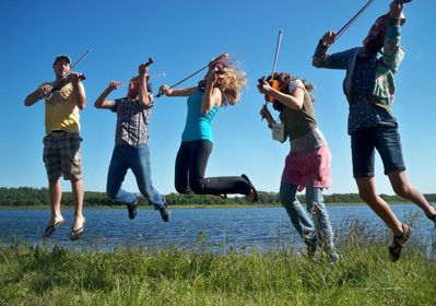 SKArts - Karrnnel Sawitsky with his class of fiddlers at Kenosee Lake Kitchen Party camp